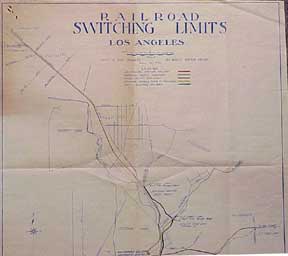 Item #01-0065 Map Show Switching Zones of Southern Pacific at Los Angeles. Southern Pacific Lines, Calif San Francisco.