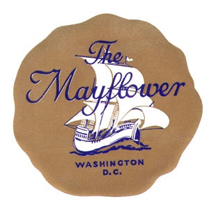 Item #01-0104 Baggage label for the Mayflower Hotel. Mayflower Hotel.