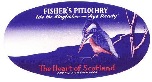 Item #01-0107 Baggage label for Fisher’s Pitlochry. Fisher’s Pitlochry.