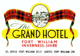 Item #01-0111 Baggage label for Grand Hotel. Grand Hotel.