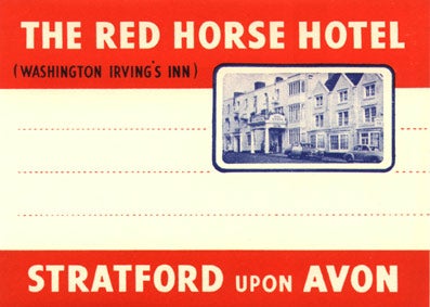Item #01-0119 Baggage label for Red Horse Hotel. Red Horse Hotel.