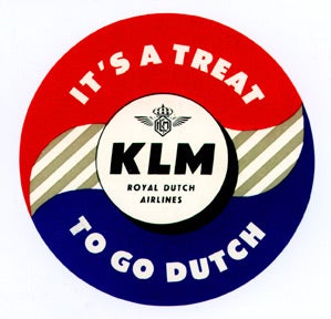 Item #01-0131 Baggage label for KLM Royal Dutch Airlines. KLM Royal Dutch Airlines.