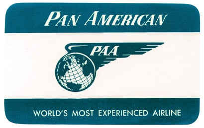 Item #01-0141 Baggage label for Pan American Air Lines. Pan American.