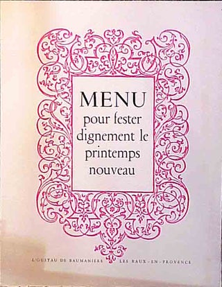Item #01-0147 Menu for L’Oustau de Baumanière. L’Oustau de Baumanière