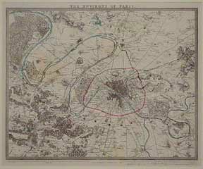 Item #01-0321 The Environs of Paris Map. J. Walker, C
