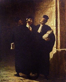 Item #01-0395 Trois Avocats causants = [Three Lawyers Arguing]. Honoré Daumier.