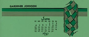Item #01-0838 Calendar for 1961. Set of Art Deco blotters. Gardiner Johnson