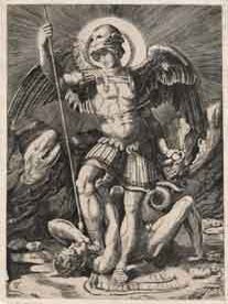 Item #01-0859 Saint Michael and the Demon. Marco da Ravenna