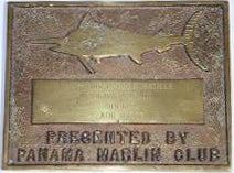 Item #01-1013 Brass Plaque of a Marlin. Panama Marlin Club
