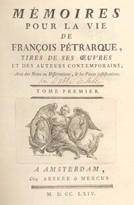 Item #01-1247 Mémoires pour la vie de François Pétrarque. L'Abbé de Sade