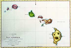 Item #02-0064 Carte des Iles Sandwich. Map of Hawaii. Captain Cook, la Pérouse
