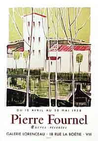 Item #02-0288 Building by waterway [poster]. Pierre Fournel