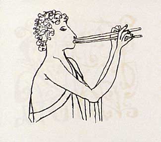 Item #02-0455 Young Man Playing Double Flute, from the Hallelujah Miniatures No. 2 Suite without Calligraphy. Ben Shahn.