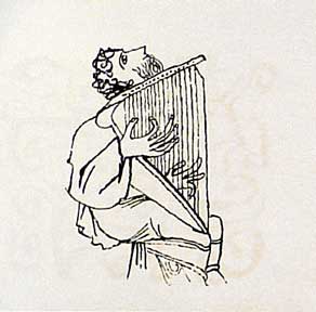 Item #02-0458 Man Playing Cithara, from the Hallelujah Miniatures No. 2 Suite without Calligraphy. Ben Shahn.