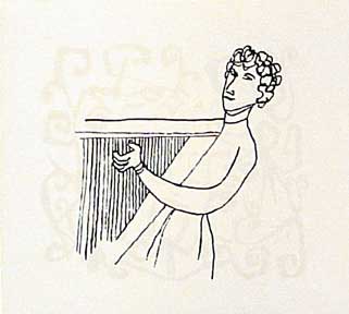 Item #02-0467 Young Man Playing Lyre, from the Hallelujah Miniatures No. 2 Suite without Calligraphy. Ben Shahn.