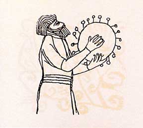 Item #02-0474 Man Playing Tamborine, from the Hallelujah Miniatures No. 2 Suite without Calligraphy. Ben Shahn.