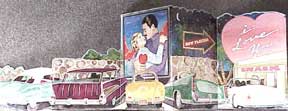 Item #02-0486 Drive-In Movie - “I love you”. With 1950s classic cars. Julie Peterson