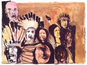 Item #02-0514 Native American Series Postcards. Leonard Baskin
