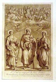 Item #02-0535 St. Paul Accompanied by Two Saints. Nicolas. After Barthelemy Ramenghi Le Sueur