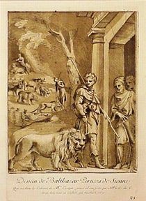 Le Sueur, Nicolas. After Balthazar Peruzzi de Sienna - Shepherd Leading a Lion