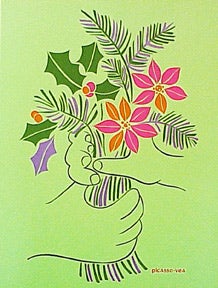 Item #02-0653 Bouquet on Green Paper. Pablo Picasso