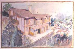 Item #02-0719 Rendering of a Hillside Home. Bernard Maybeck