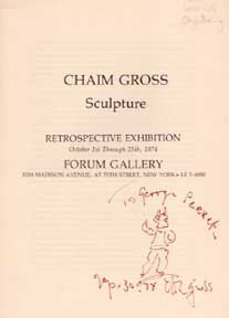 Item #02-0973 Chaim Gross. Sculpture. Chaim Gross