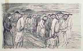Item #02-1114 La Sortie de la Mine. (Workers leaving a mine). Théophile-Alexandre Steinlen