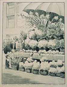 Item #02-1143 Curb Flower Stand, San Francisco. Wlliam Horace Smith
