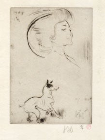 Item #02-1185 Madame Desrouchier et son chien. Louis Legrand