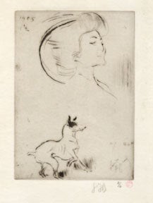 Item #02-1185 Madame Desrouchier et son chien. Louis Legrand