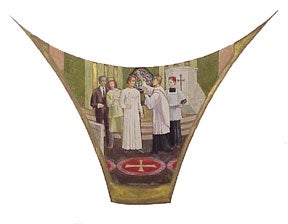 Item #03-0104 Ordaining a Priest. Mosaic Design. Millard Sheets