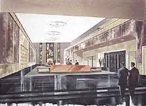 Item #03-0114 Design for Wilshire Boulevard Masonic Temple Lobby. Now Marciano Museum. Millard...
