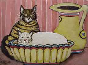 Item #03-0198 Cats and Crockery. Ruthy McLellan
