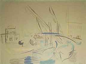 Item #03-0202 Syracuse. (Row boats and port). Raoul Dufy.