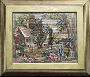 Needlepoint Artist - Boy in Front of a Landscaped Abode
