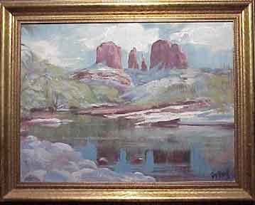 Item #03-0210 Pink mountains in Arizona. Grace May Betts.