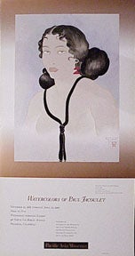 Item #03-0277 Watercolors of Paul Jacoulet. November 22, 1989 through April 22, 1990. Exhibition poster depicting South Seas Woman with Red Earring. Paul Jacoulet.