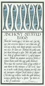 Item #03-0358 Anchovy Stuffed Eggs from Thirty Recipes Suitable for Framing. David Lance Goines