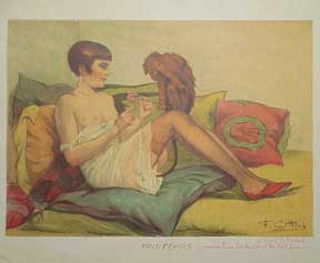 Gottlob, Fernand - Printemps. (Woman in Dshabill with a Monkey)