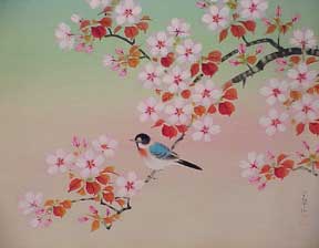 Item #03-0507 Bird on a Cherry Tree. Chinese Artist
