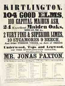 Item #03-0730 Kirtlington. Elm, Ash, Oak Auction [original auction poster]. Jonas Paxton