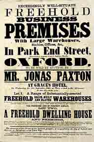 Item #03-0731 Oxford Business Premises, Park End Street [original auction poster]. Jonas Paxton