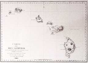 Item #04-1129 Carte des Iles Sandwich. Map of Hawaii. Captain Cook, la Pérouse