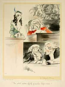 Item #04-1328 "For She's spoken lightly of another lady's name." (Courtroom scene). Edmund Blampied