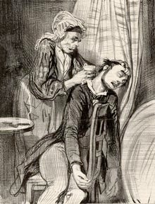 Item #04-1801 Le Chevalier de Nogaroulet, no. 3. "Alcibiade cliquet à voulu fumer." Gavarni
