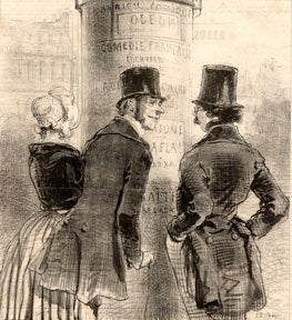 Item #04-1816 Affiches Illustrées, no. 3. "Mosieu, quelle est la meilleure troupe de Paris..." Gavarni.