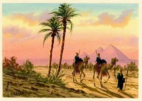 Item #05-0044 Camel Riders with Pyramids. M. Okasha