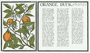Item #05-0102 Orange Duck from Thirty Recipes Suitable for Framing. David Lance Goines