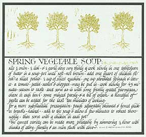 Item #05-0106 Spring Vegetable Soup from Thirty Recipes Suitable for Framing. David Lance Goines